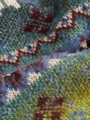 Green/Blue Mutli Space Dye Fairisle Pattern Collar Cardigan - Image 7 of 7