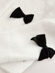 Ecru Knitted Velvet Bow Cardigan With Wool - Image 7 of 7