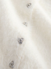 Ecru Gem Button Textured Short Sleeve Cardigan - Image 7 of 8