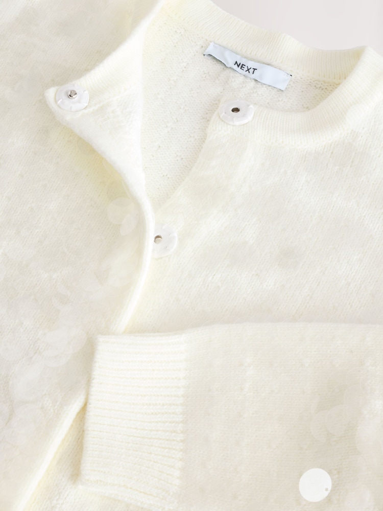 Ecru Sequin Knitted Cardigan - Image 2 of 3