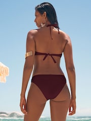 Love & Roses Burgundy Red Textured Shell Trim Bandeau Bikini Top - Image 4 of 4