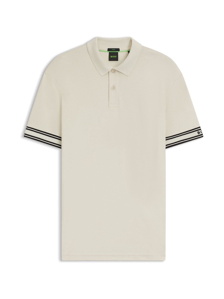 BOSS White Zone Cuff Detail Logo Regular Fit Polo Shirt - Image 1 of 1 BOSS White Zone Cuff Detail Logo Regular Fit Polo Shirt - Image 1 of 1