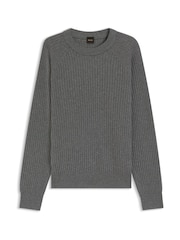 BOSS Grey Klacier Textured Regular Fit Jumper - Image 1 of 1