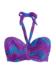 Pour Moi Purple Malibu Strapless Underwired Lightly Padded Halter Bikini Top - Image 3 of 4