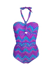 Pour Moi Purple Malibu Halter Strapless Tummy Control Swimsuit - Image 3 of 4