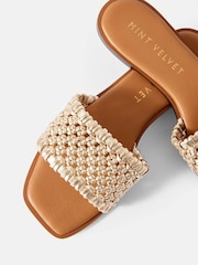 Mint Velvet Gold Sophie Leather Woven Sliders - Image 3 of 5
