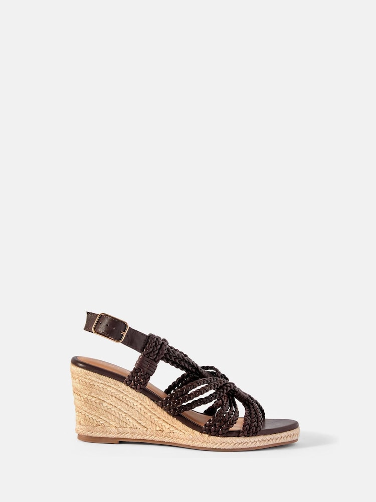 Mint Velvet Brown Susie Leather Rope Wedge Heels - Image 1 of 1