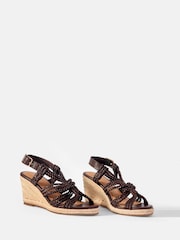 Mint Velvet Brown Susie Leather Rope Wedge Heels - Image 2 of 4