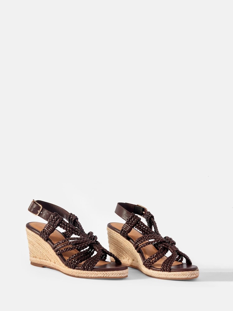 Mint Velvet Brown Susie Leather Rope Wedge Heels - Image 2 of 4