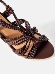 Mint Velvet Brown Susie Leather Rope Wedge Heels - Image 4 of 4