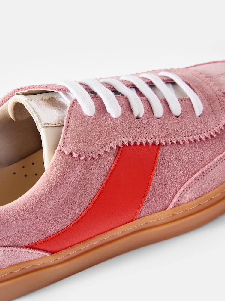 Mint Velvet Pink Cici Suede Trainers - Image 4 of 4