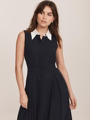 Mint Velvet Blue Contrast Collar Midi Dress - Image 4 of 8