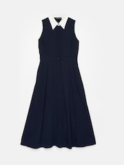 Mint Velvet Blue Contrast Collar Midi Dress - Image 7 of 8