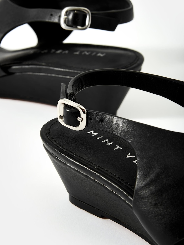 Mint Velvet Black Cyra Flip Flop Wedge Heels - Image 4 of 4 Mint Velvet Black Cyra Flip Flop Wedge Heels - Image 4 of 4