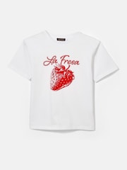 Mint Velvet Red Strawberry Graphic 100% Cotton T-Shirt - Image 5 of 7