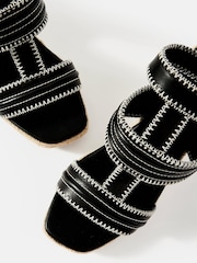 Mint Velvet Black Ria Whipstitch Wedge Heels - Image 3 of 4