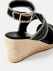 Mint Velvet Black Ria Whipstitch Wedge Heels - Image 4 of 4