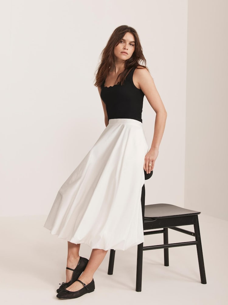 Mint Velvet 100% Cotton Bubble Midi Skirt - Imagen 1 de 8