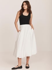 Mint Velvet 100% Cotton Bubble Midi Skirt - Imagen 2 de 8