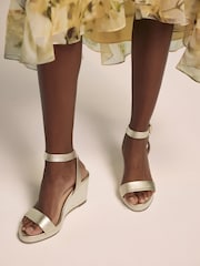 Mint Velvet Gold Sasha Strappy Metallic Wedge - Image 1 of 7
