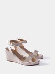 Mint Velvet Gold Sasha Strappy Metallic Wedge - Image 4 of 7