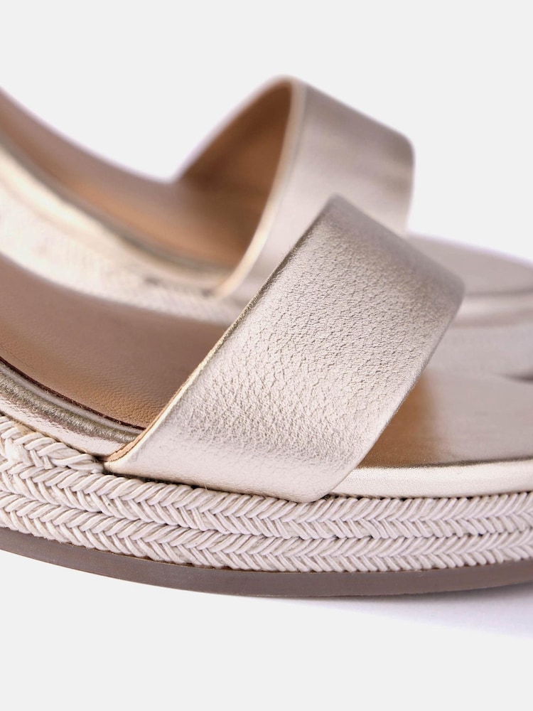 Mint Velvet Gold Sasha Strappy Metallic Wedge - Image 7 of 7