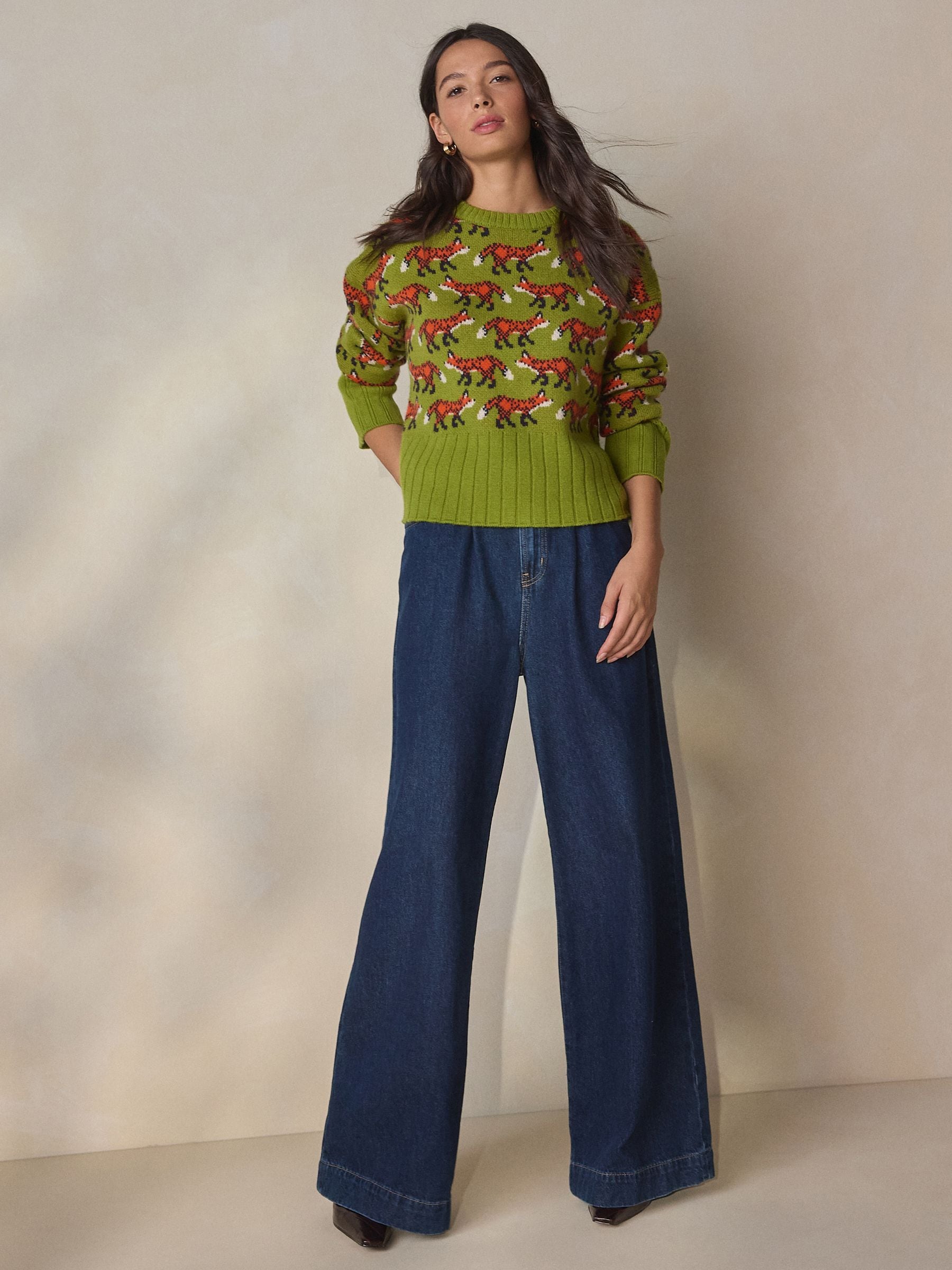 Buy Green Fox 100% Lambswool N.Premium Crew Neck Jumper from Next USA
