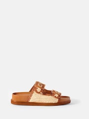 Mint Velvet Brown Mal Raffia Flat Sandals - Image 2 of 5