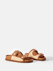 Mint Velvet Brown Mal Raffia Flat Sandals - Image 3 of 5