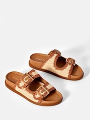 Mint Velvet Brown Mal Raffia Flat Sandals - Image 4 of 5