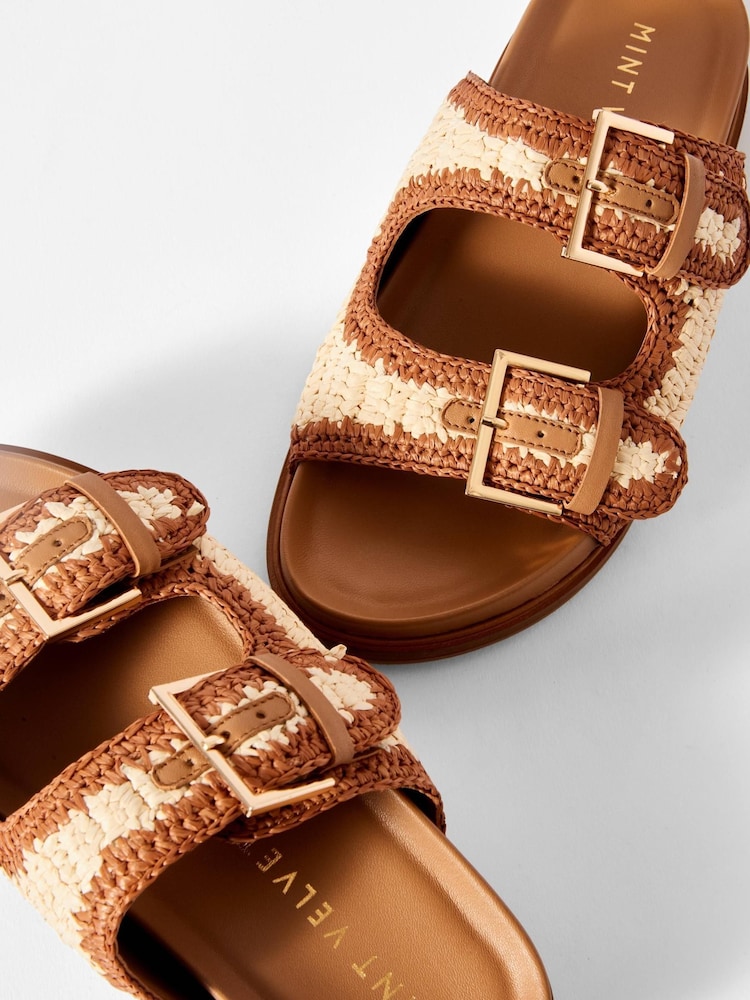 Mint Velvet Brown Mal Raffia Flat Sandals - Image 5 of 5