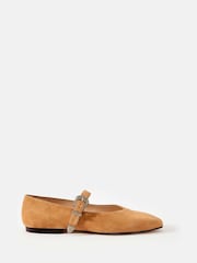 Mint Velvet Brown Dina Suede Western Ballet Sandals - Image 1 of 4