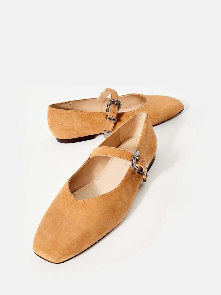 Mint Velvet Brown Dina Suede Western Ballet Sandals - Image 2 of 4