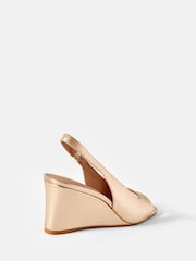 Mint Velvet Gold Sasha Leather Wedge Heels - Image 2 of 4