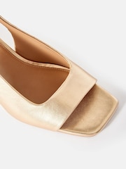 Mint Velvet Gold Sasha Leather Wedge Heels - Image 4 of 4