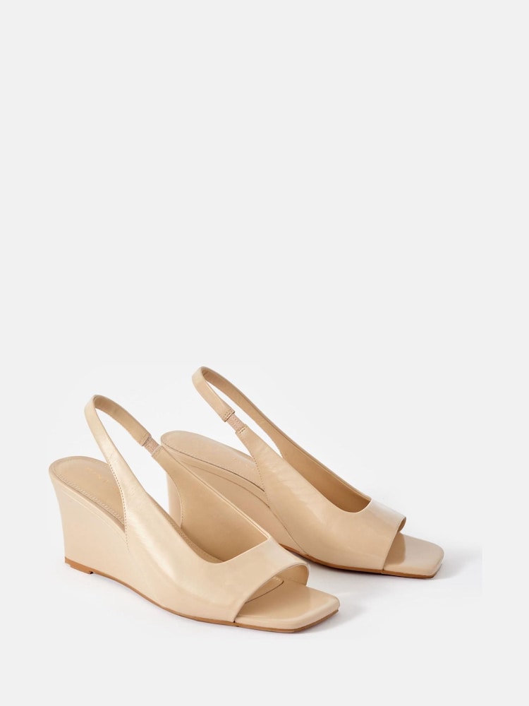 Mint Velvet Natural Sasha Leather Wedge Heels - Image 2 of 4