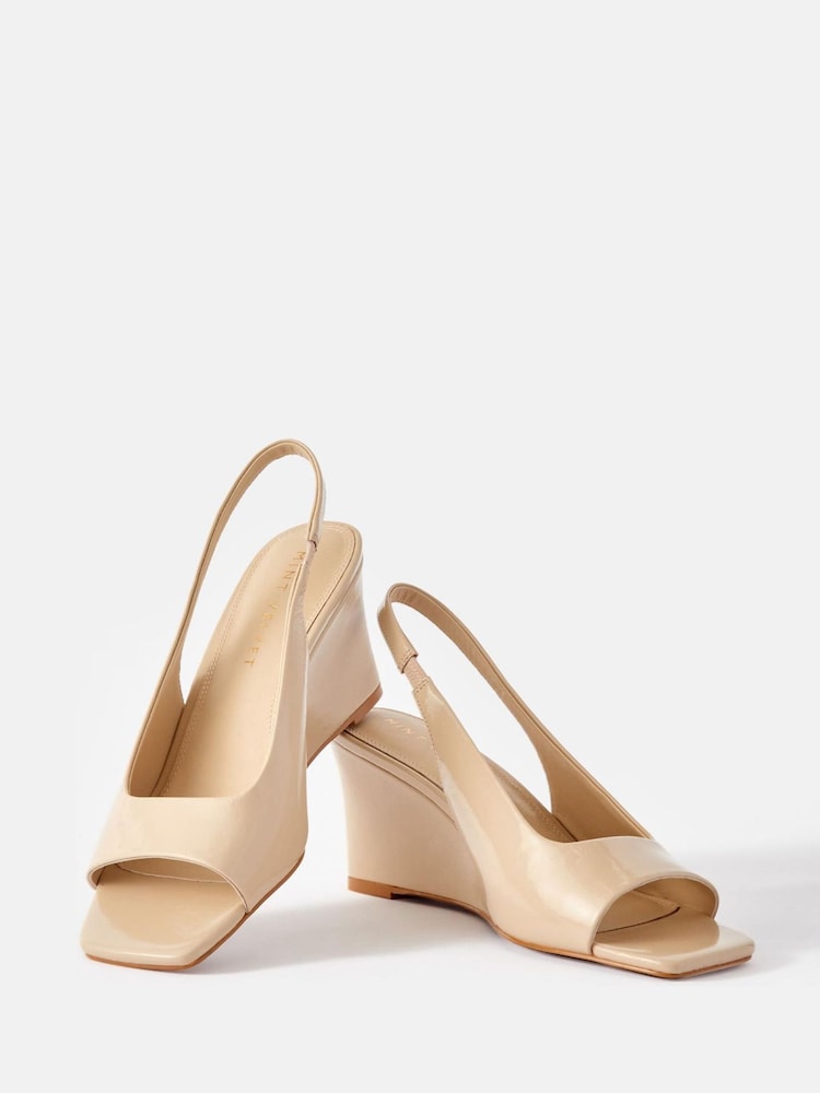 Mint Velvet Natural Sasha Leather Wedge Heels - Image 3 of 4