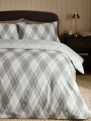 Grey Argyle Check Brushed Cotton Reversible Duvet Cover and Pillowcase Set - Image 1 of 5