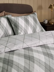 Grey Argyle Check Brushed Cotton Reversible Duvet Cover and Pillowcase Set - Image 2 of 5