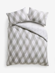 Grey Argyle Check Brushed Cotton Reversible Duvet Cover and Pillowcase Set - Image 4 of 5