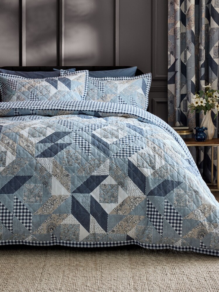 Quilted Patchwork 100% Cotton Duvet Cover and Pillowcase Set - صورة 1 من 5