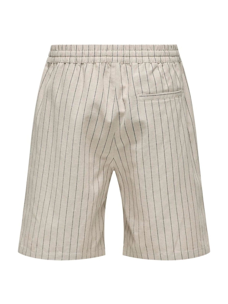 Only & Sons Loose Fit Striped Tie Elasticated Waist Shorts - Imagen 2 de 2