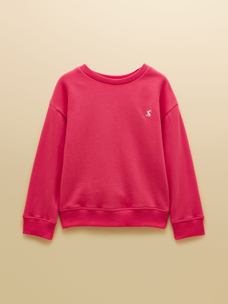 Joules Pink Girls' Back Print Crew neck Sweatshirt - Image 1 of 4
