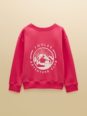 Joules Pink Girls' Back Print Crew neck Sweatshirt - Image 2 of 4