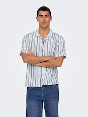 Only & Sons Cuban Collar Stripe Shirt - Изображение 1 из 5