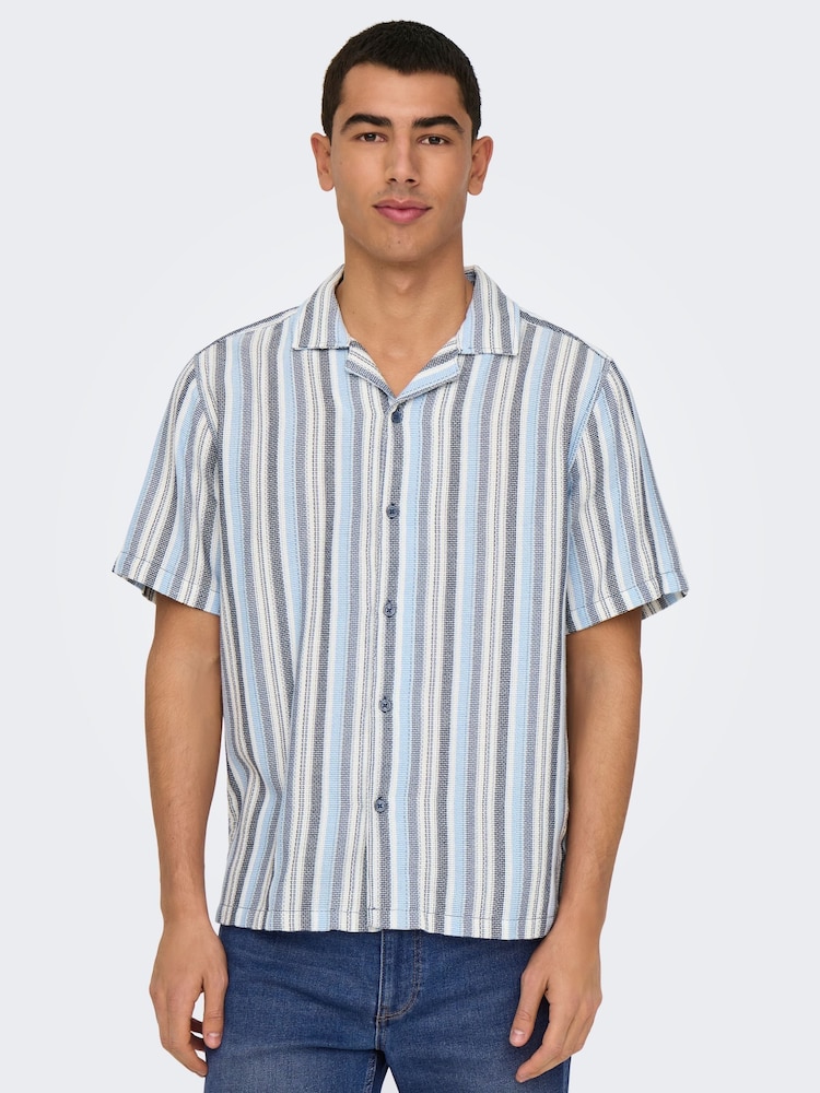 Only & Sons Cuban Collar Stripe Shirt - Изображение 2 из 5