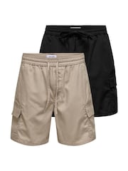 Only & Sons Black Chino Shorts 2 Pack - Image 1 of 5