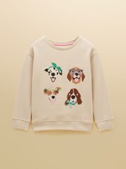 Joules Oatmeal Girls' Embroidered Sweatshirt - Image 1 of 5