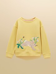 Joules Yellow Bunny Girls' Embroidered Sweatshirt - Image 1 of 5