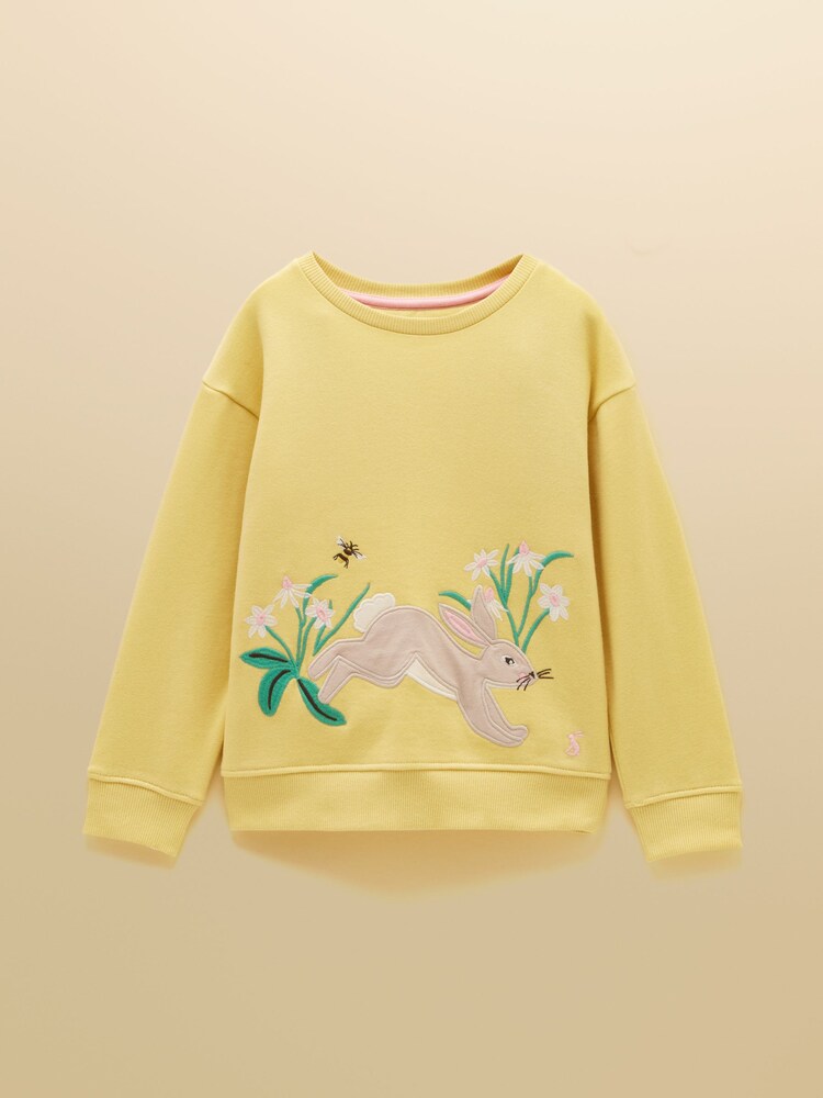 Joules Yellow Bunny Girls' Embroidered Sweatshirt - Image 1 of 5